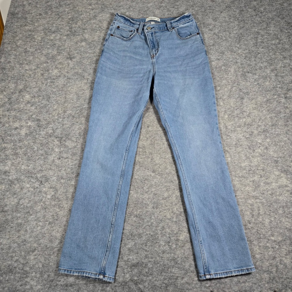 Abercrombie Womens Blue Curve Love 90s Slim Straight Ultra High Rise Jeans 28/6S